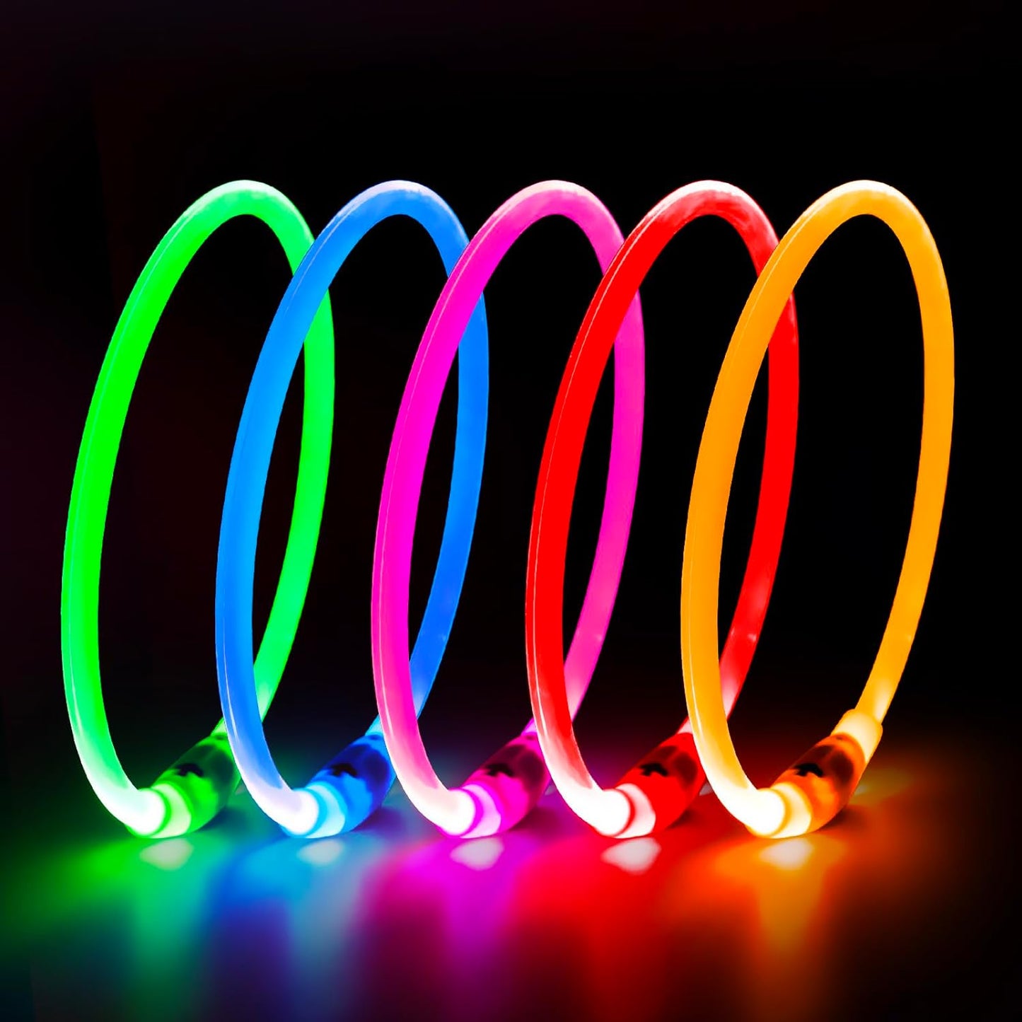 LED Dog Collar - USB Rechargeable Light up Dog Collar Glow in the Dark, LED Dog Necklace Light for Night Walking (Red)